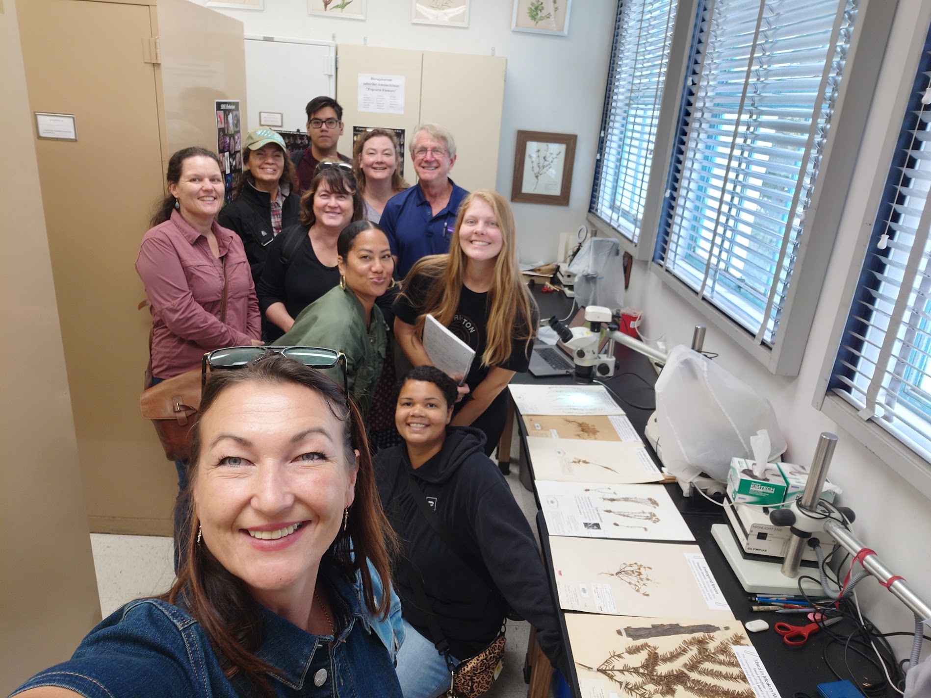 Student from Greenhouse Plant Production course taught at Cuyamaca College, visiting the SDSU Herbarium.